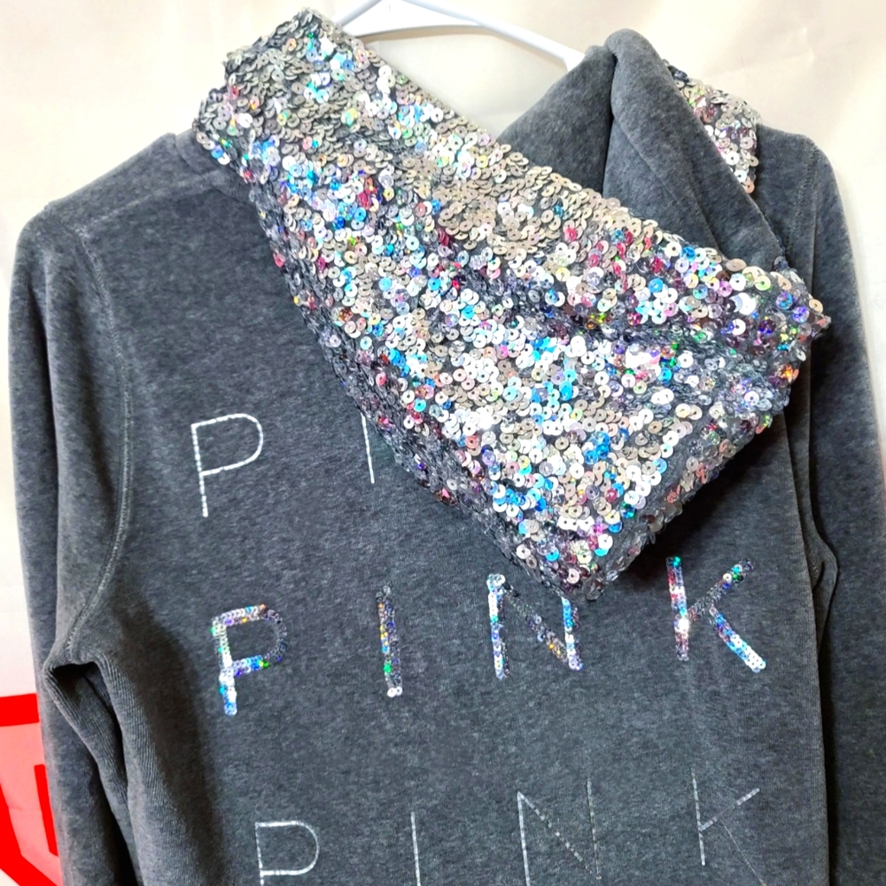 PINK Victoria's Secret Rare HTF Irrisendent Bling Full Zip M/L 😍😍